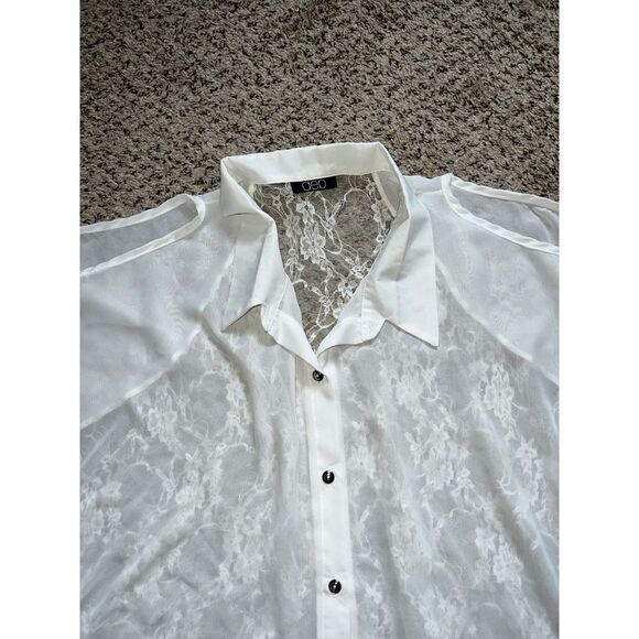 Deb sheer‎ cream Blouse with lace back size XXL - Picture 2 of 7